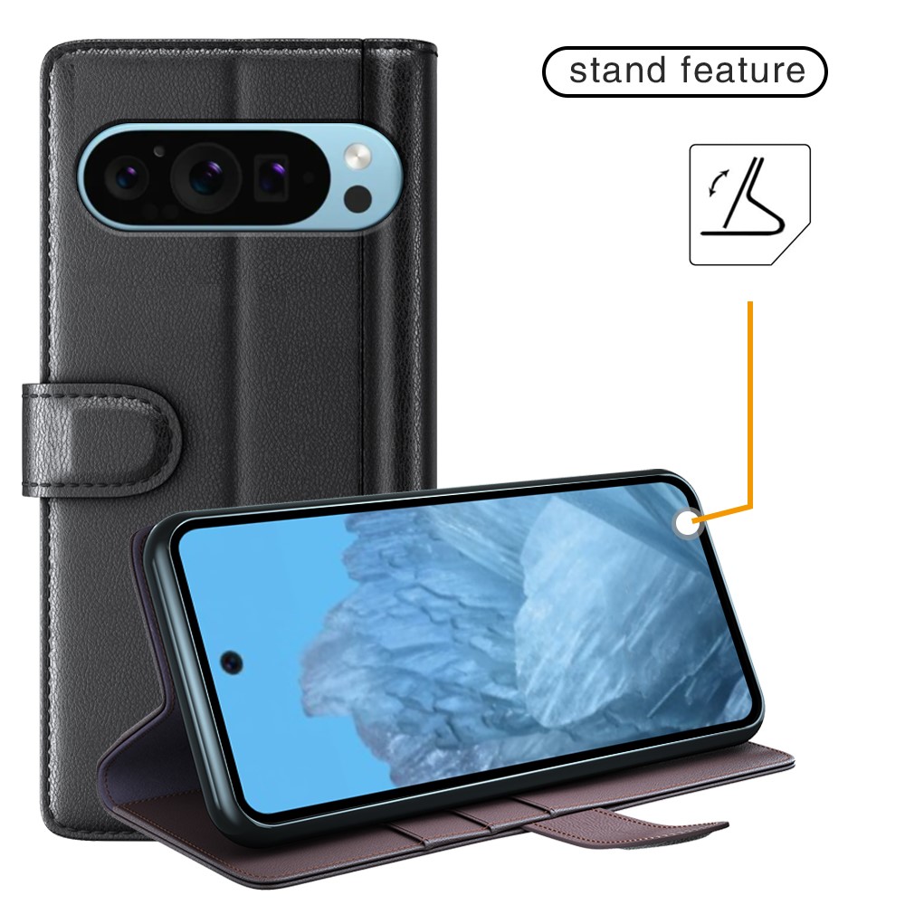  Google Pixel 9/9 Pro Fodral Premium Äkta Läder Brun