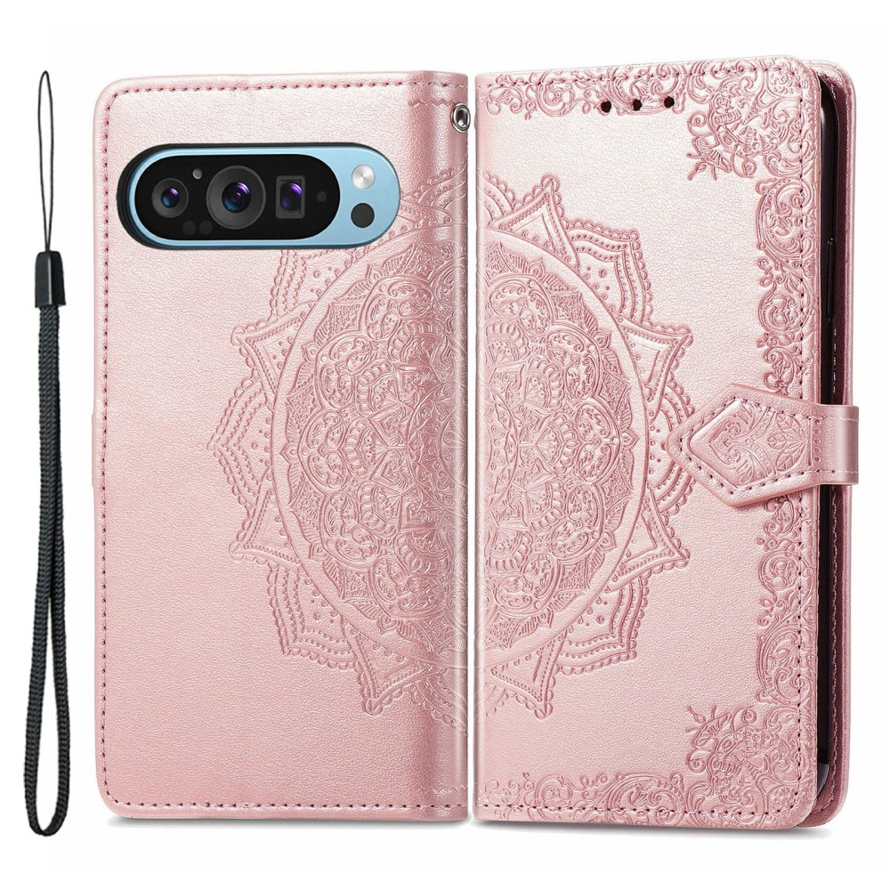  Google Pixel 10/10 Pro/9/9 Pro Fodral Mandala Blomma Roséguld