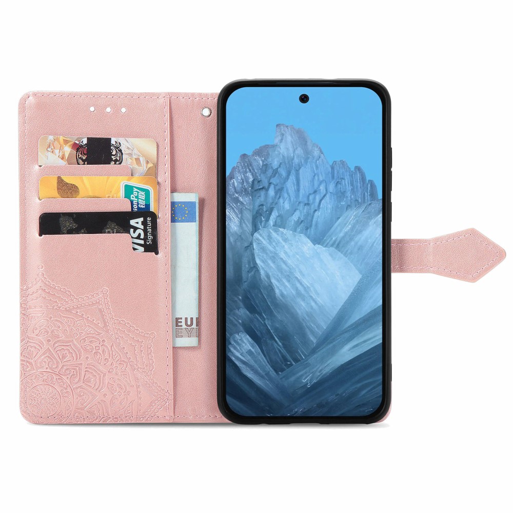  Google Pixel 10/10 Pro/9/9 Pro Fodral Mandala Blomma Roséguld