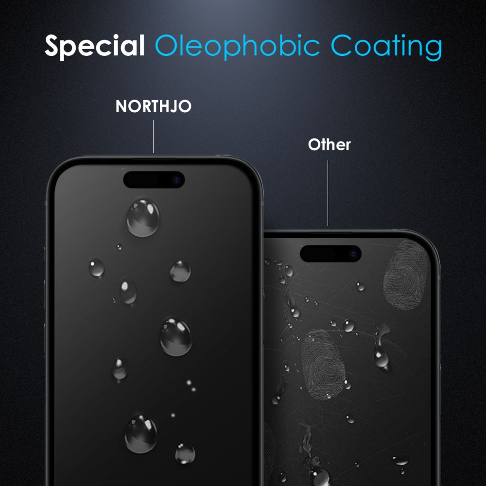 NORTHJO NORTHJO iPhone 16 Pro Skärmskydd Härdat Glas Privacy