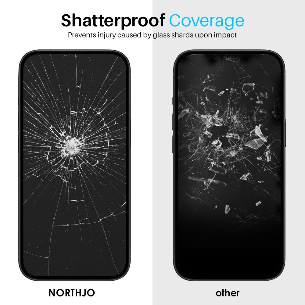 NORTHJO NORTHJO iPhone 16 Pro Max Skärmskydd Härdat Glas 2-PACK inkl. Ram