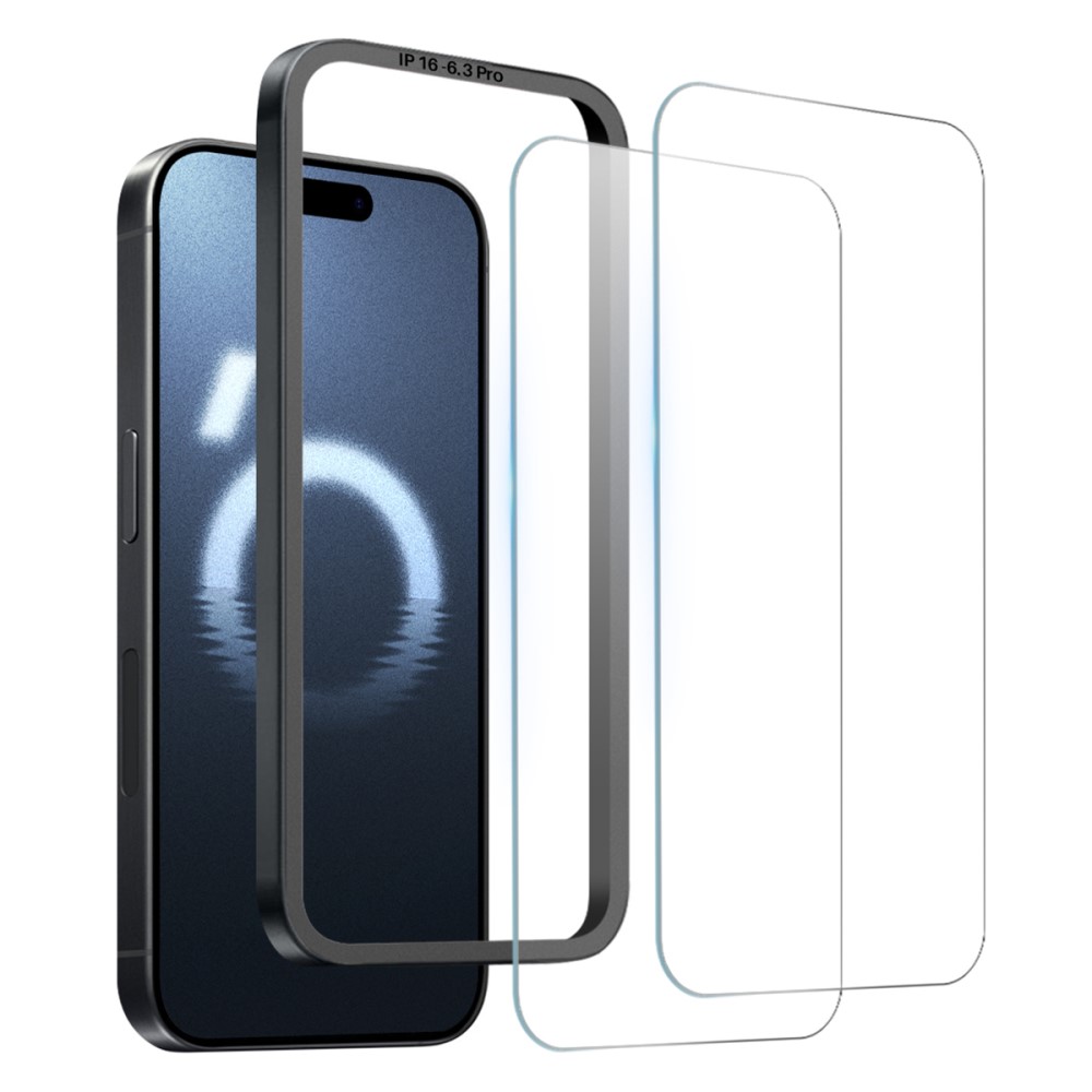 NORTHJO NORTHJO iPhone 16 Pro Skärmskydd Härdat Glas 2-PACK inkl. Ram