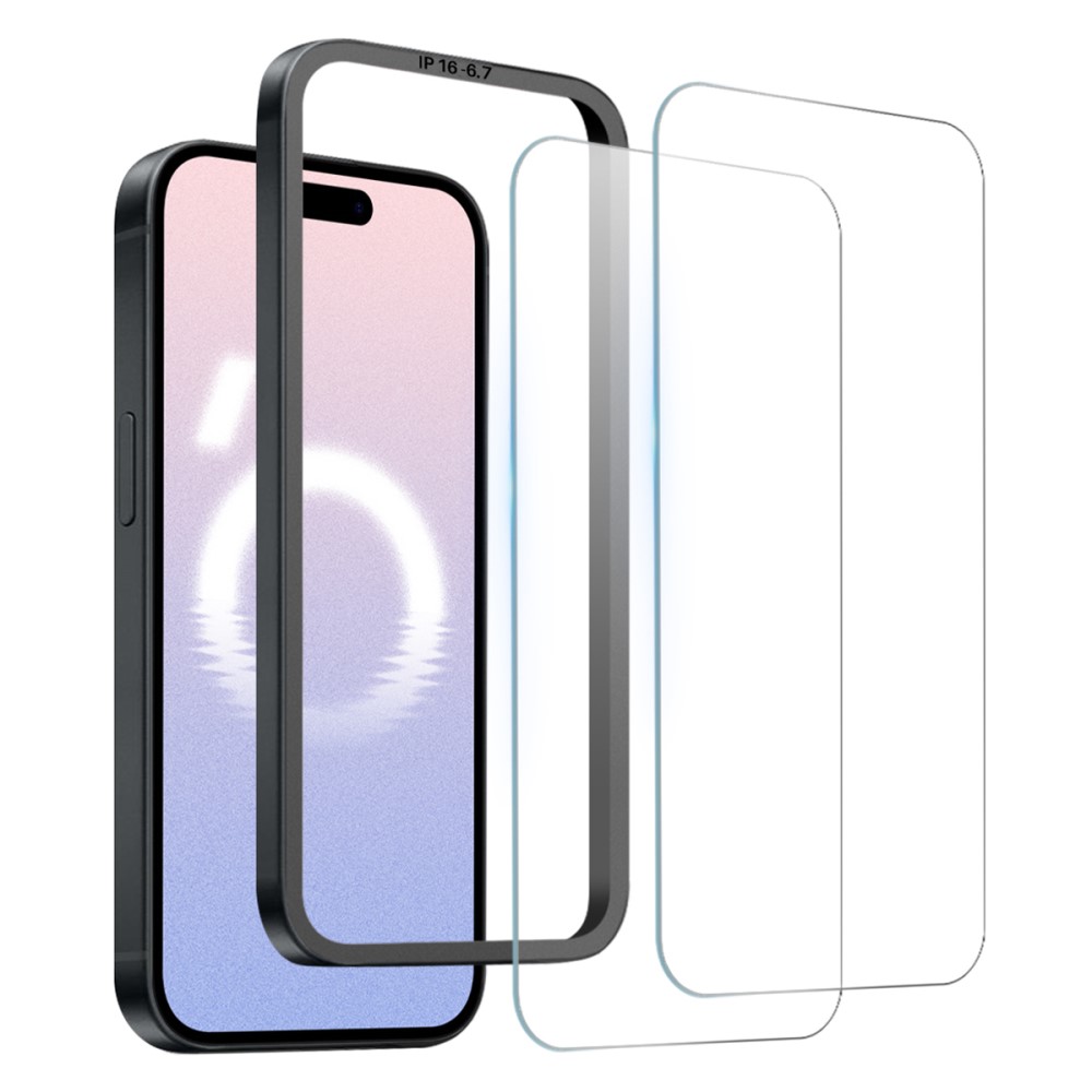 NORTHJO NORTHJO iPhone 16 Plus Skärmskydd Härdat Glas 2-PACK inkl. Ram
