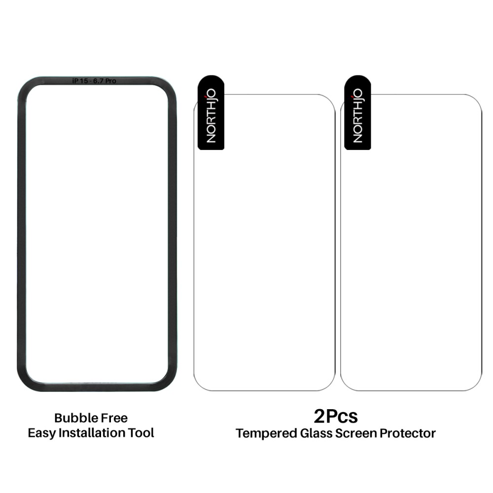 NORTHJO NORTHJO iPhone 16 Plus Skärmskydd Härdat Glas 2-PACK inkl. Ram