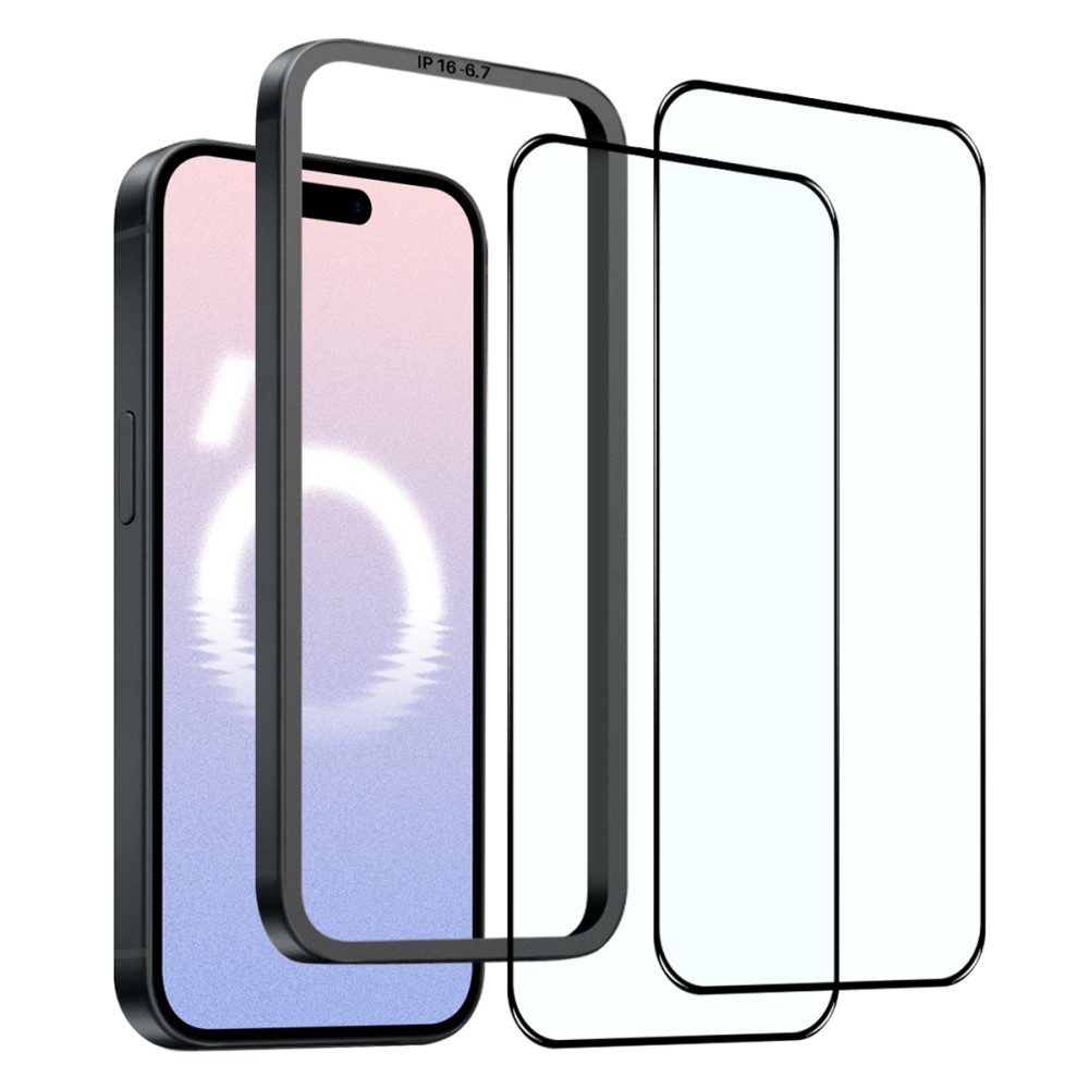 NORTHJO NORTHJO iPhone 16 Plus Skärmskydd Heltäckande 2-PACK inkl. Ram