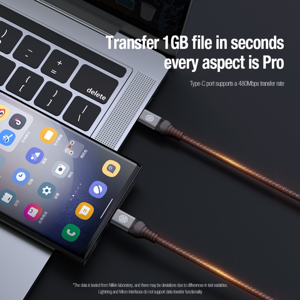 NILLKIN NILLKIN 4.4A 3in1 Lightning/USB-C/MicroUSB Laddningskabel Nylon Blå