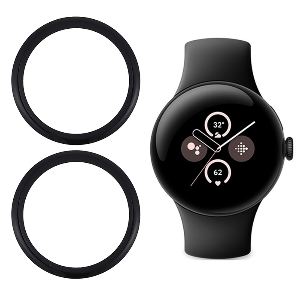 Google Pixel Watch 4 / 3 45 mm 2-PACK Skärmskydd Svart