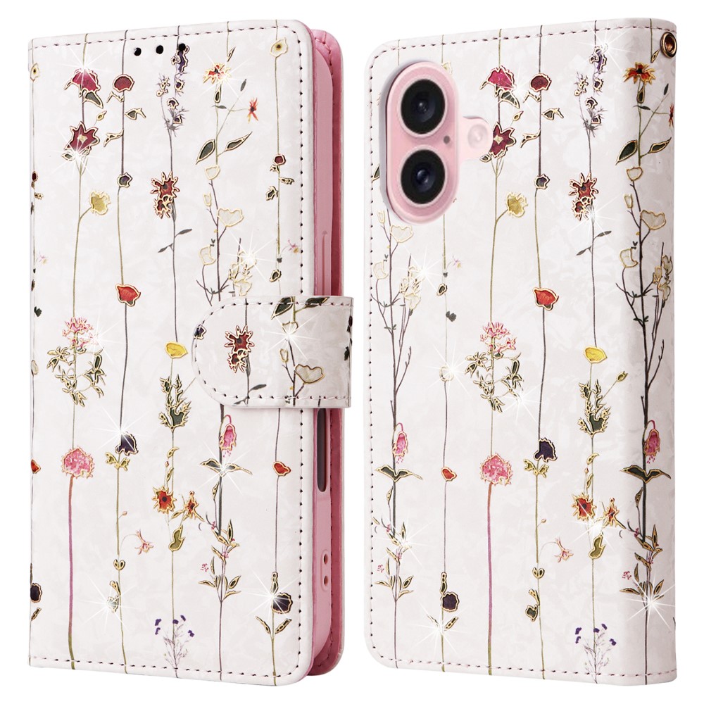  iPhone 16 Fodral Med Tryck Små Blommor RFID