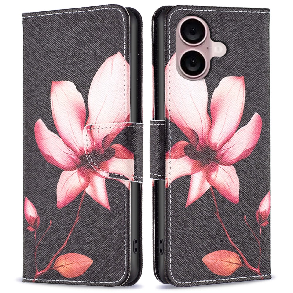 iPhone 16 Fodral Med Tryck Rosa Blomma