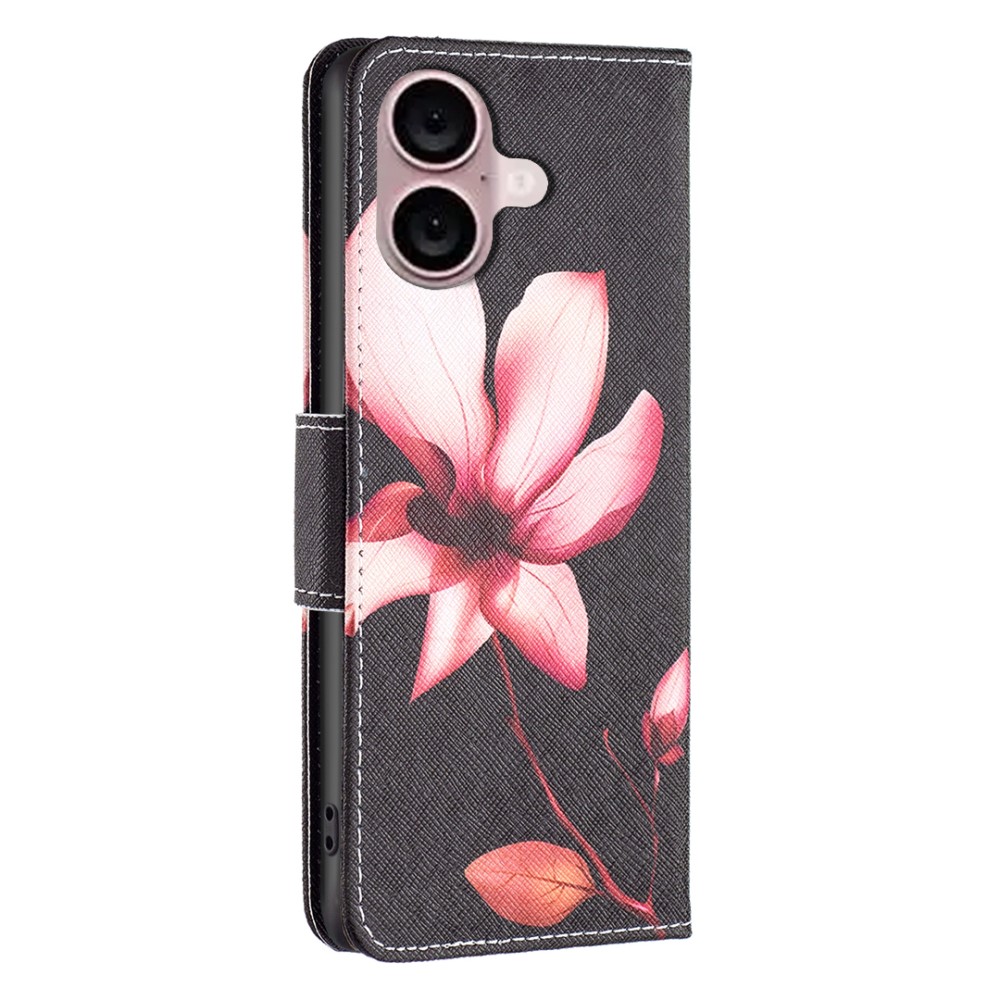  iPhone 16 Fodral Med Tryck Rosa Blomma
