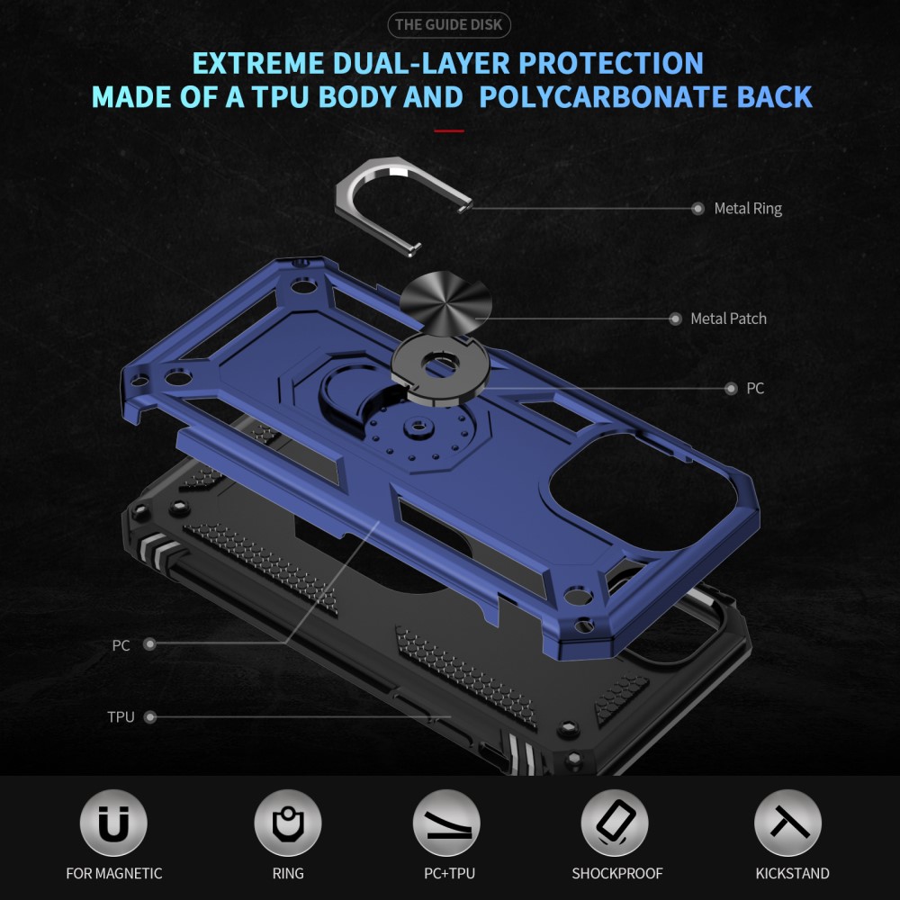  iPhone 16 Skal Shockproof Hybrid Ring Blå