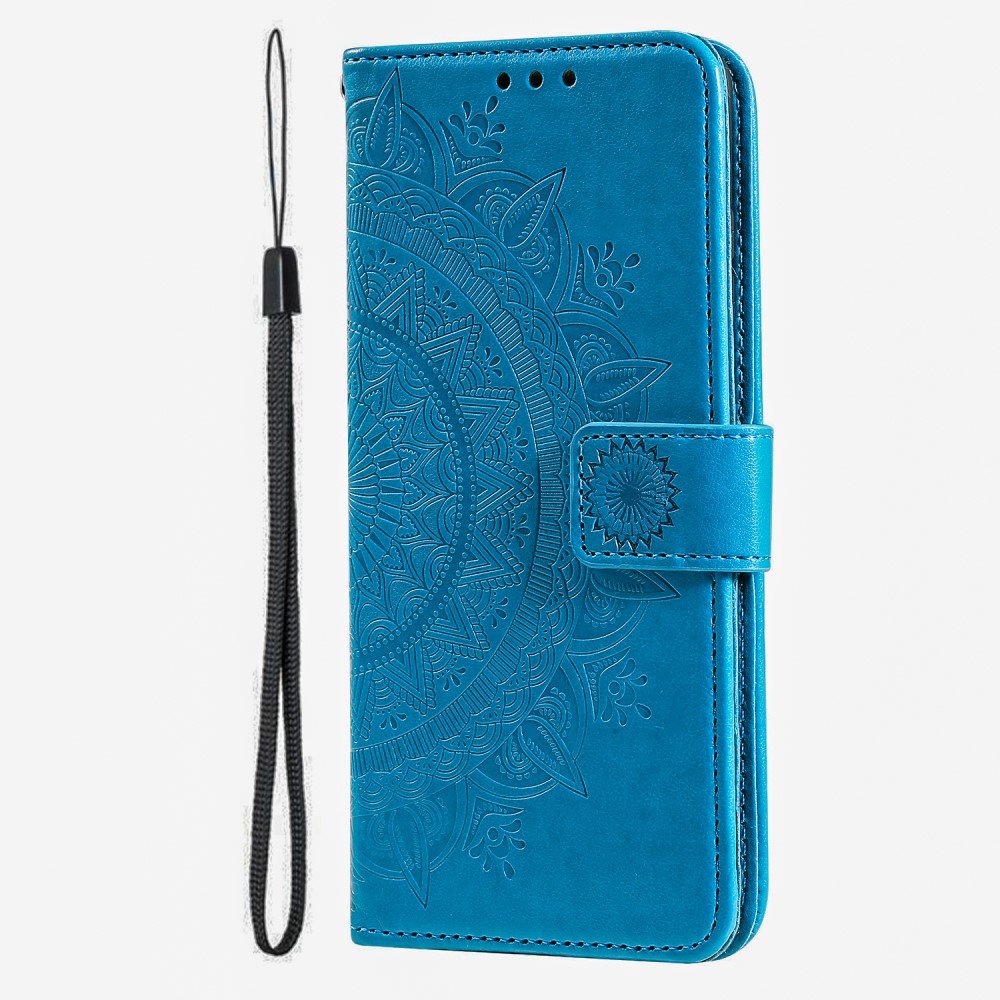  iPhone 16 Fodral Mandala Läder Blå