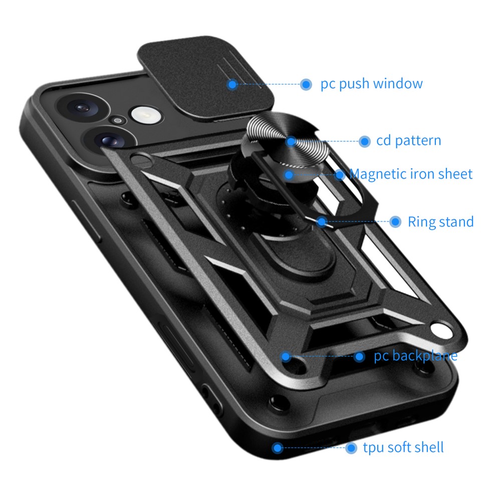  iPhone 16 Skal CamShield Ring Hybrid Silver