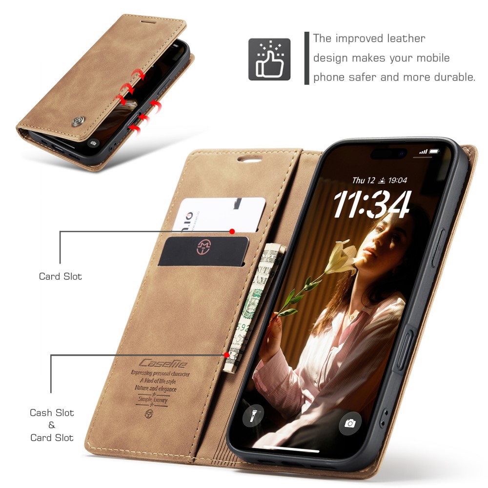 CASEME CASEME iPhone 16 Fodral Flip Läder Brun