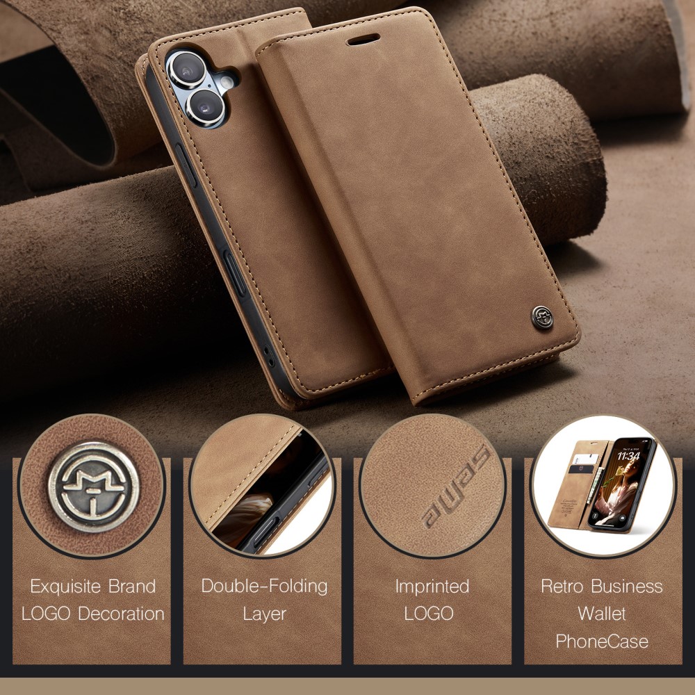 CASEME CASEME iPhone 16 Fodral Flip Läder Brun