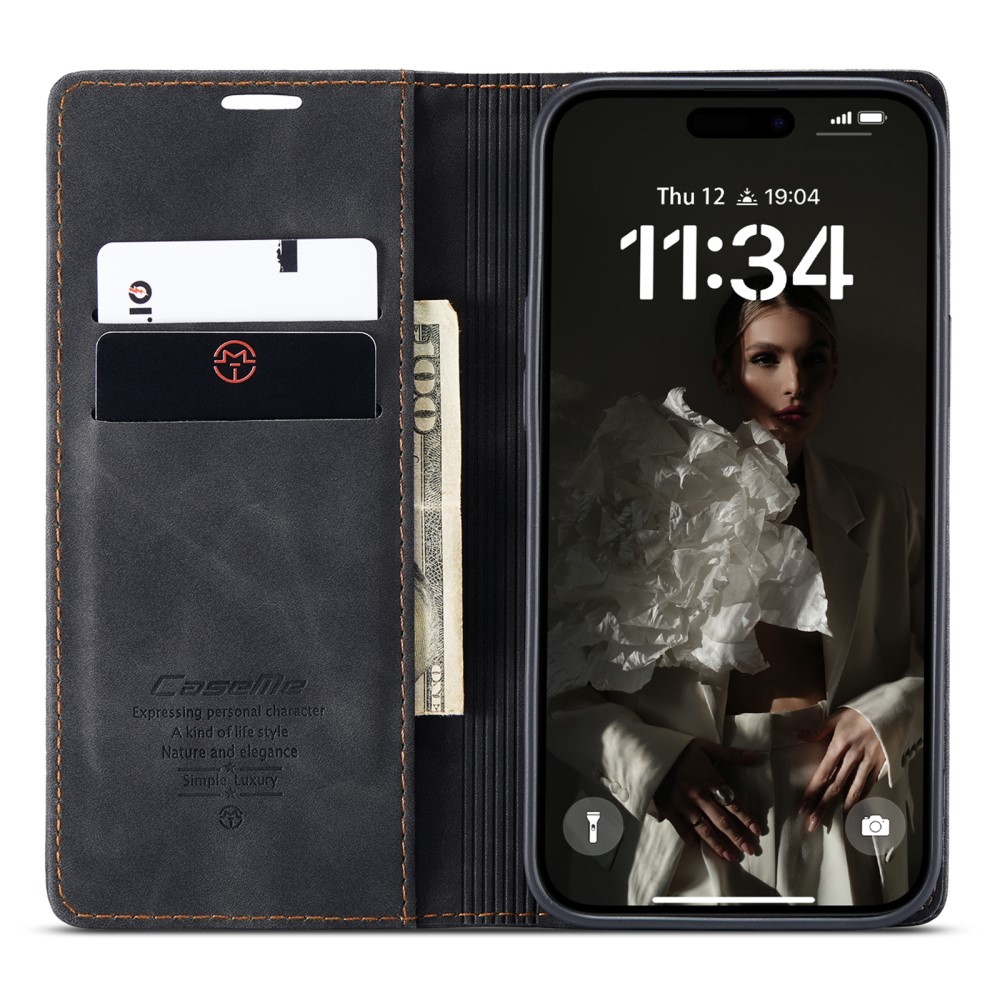CASEME CASEME iPhone 16 Fodral Flip Läder Svart