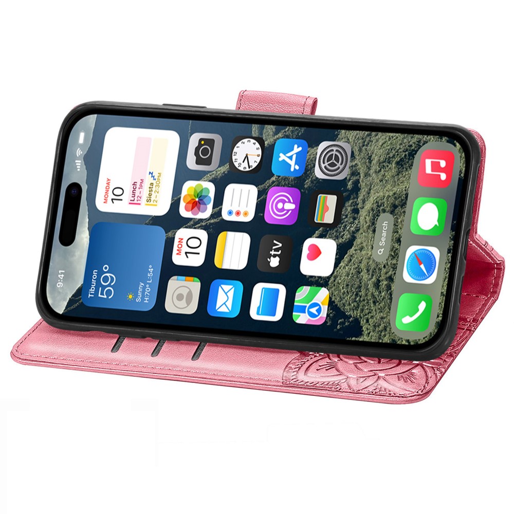  iPhone 16 Fodral Fjäril Tryck Rosa