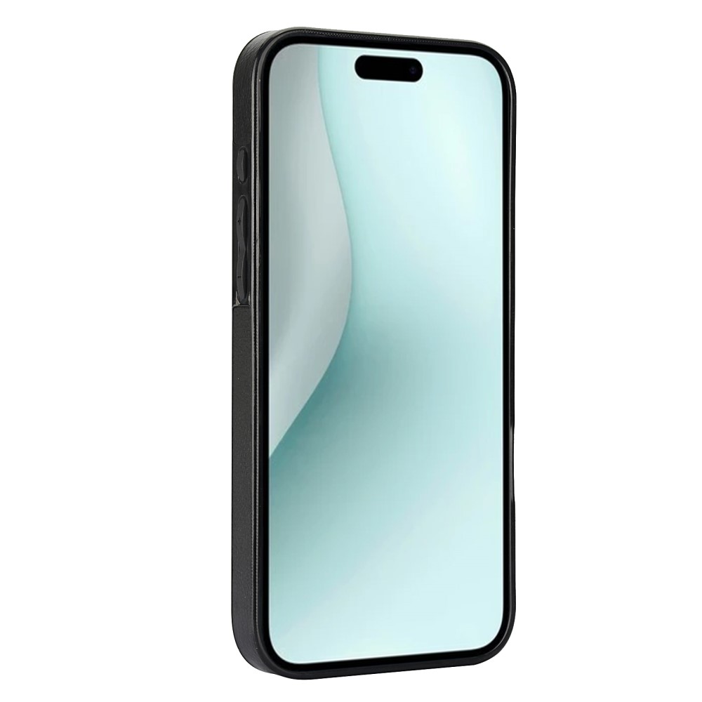  iPhone 16 Skal Med Kortfack Läder Svart