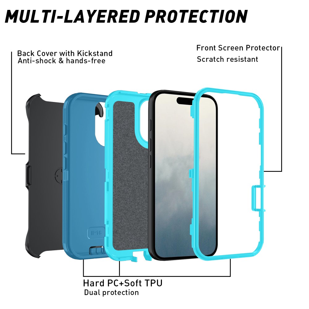  iPhone 16 Skal Extreme Shockproof Hybrid Blå