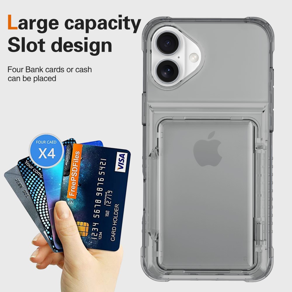  iPhone 16 Plus Skal Kickstand Med Korthållare Tonad Svart