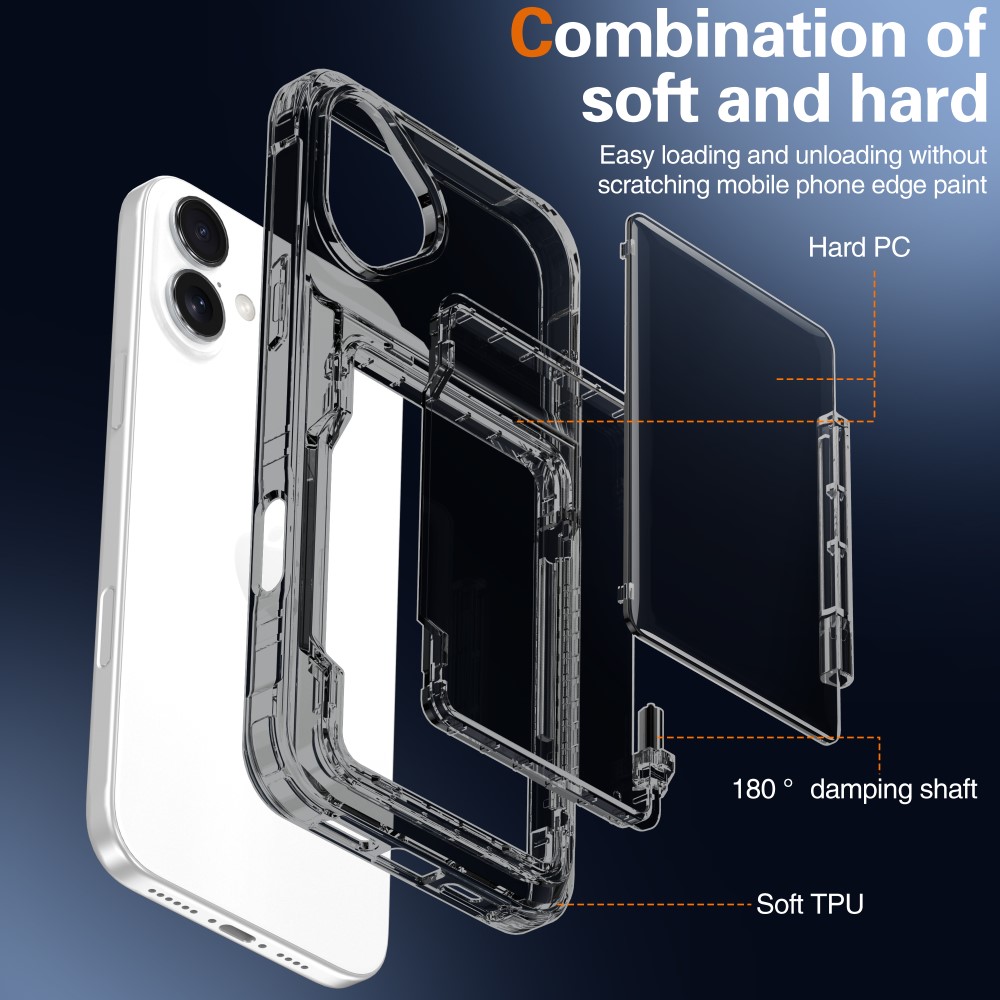  iPhone 16 Plus Skal Kickstand Med Korthållare Tonad Svart
