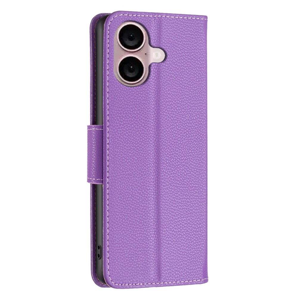  iPhone 16 Plus Fodral Litchi Shark Läder Lila