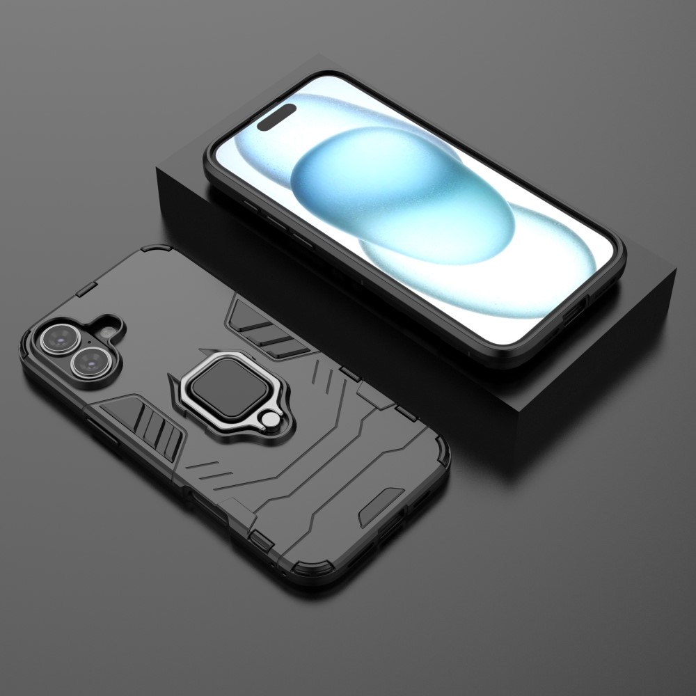  iPhone 16 Plus Skal Hybrid Armor Ring Svart