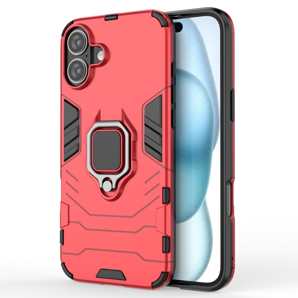  iPhone 16 Plus Skal Hybrid Armor Ring Röd