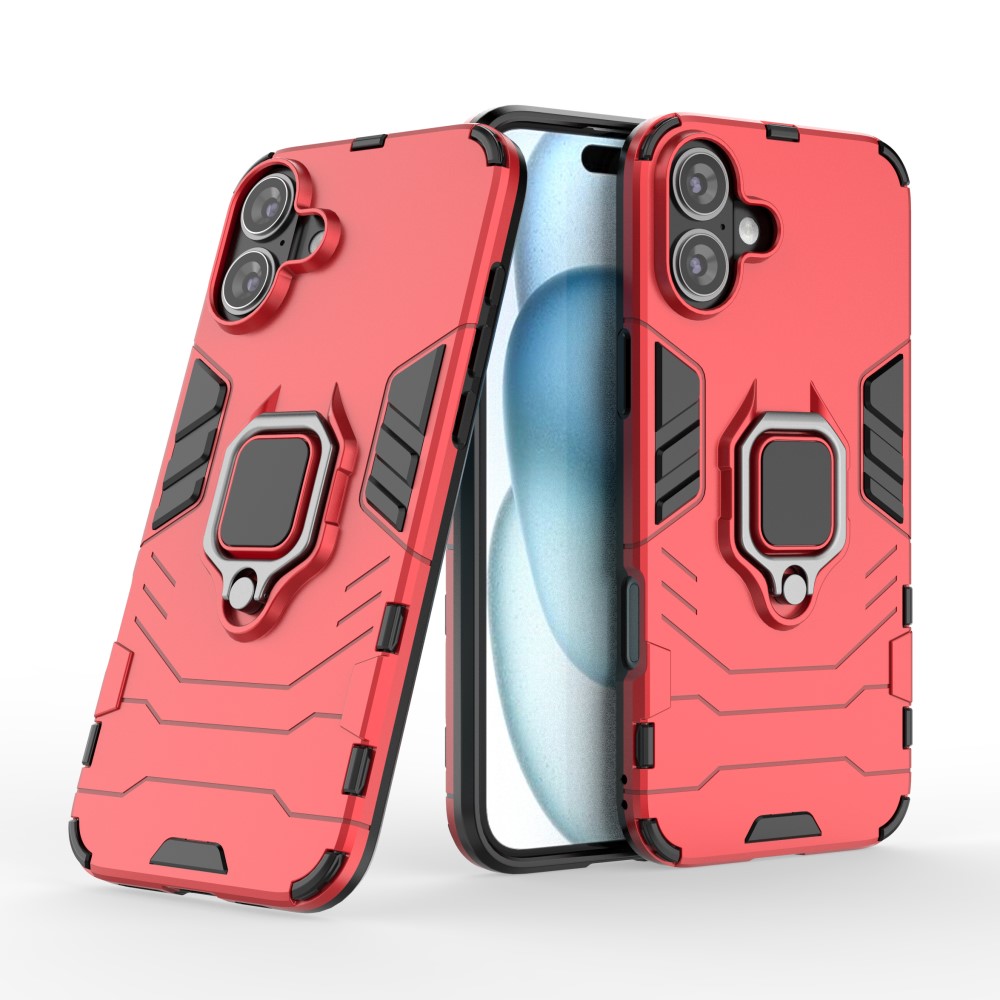  iPhone 16 Plus Skal Hybrid Armor Ring Röd