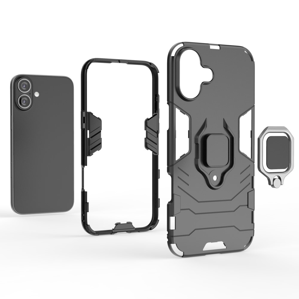  iPhone 16 Plus Skal Hybrid Armor Ring Röd