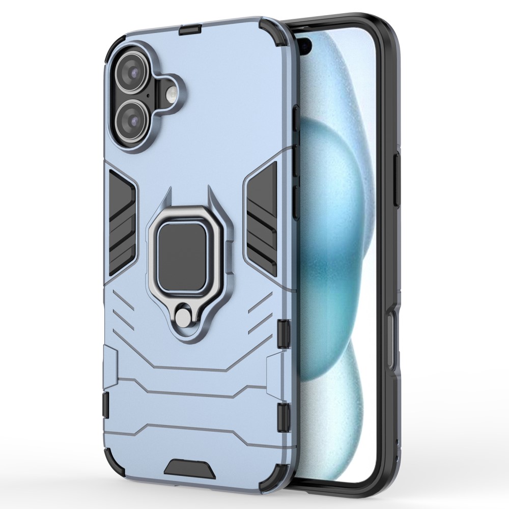  iPhone 16 Plus Skal Hybrid Armor Ring Blå