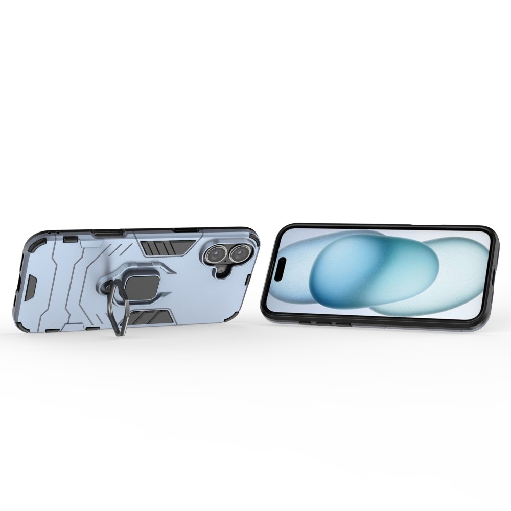  iPhone 16 Plus Skal Hybrid Armor Ring Blå