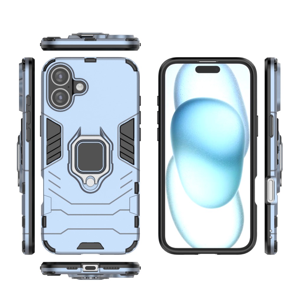  iPhone 16 Plus Skal Hybrid Armor Ring Blå