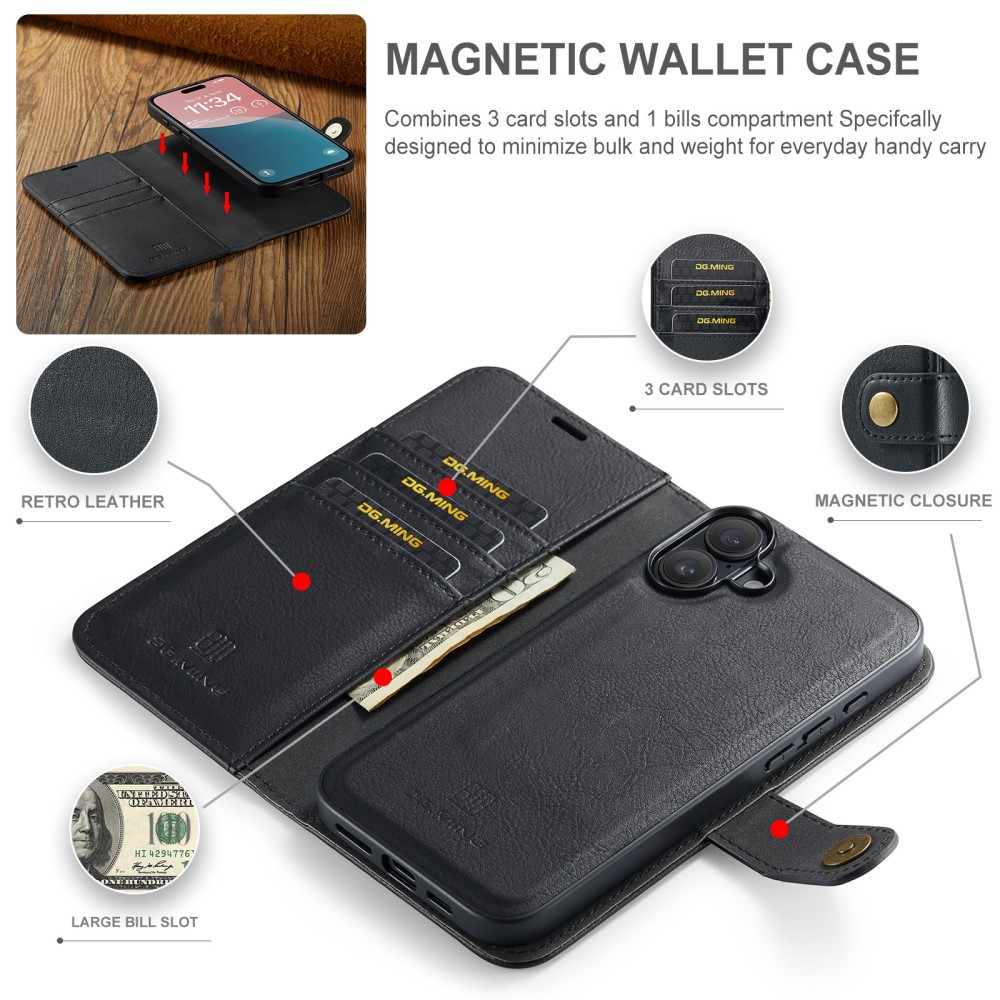 DG.MING DG.MING iPhone 16 Plus Fodral 2in1 Magnet Svart
