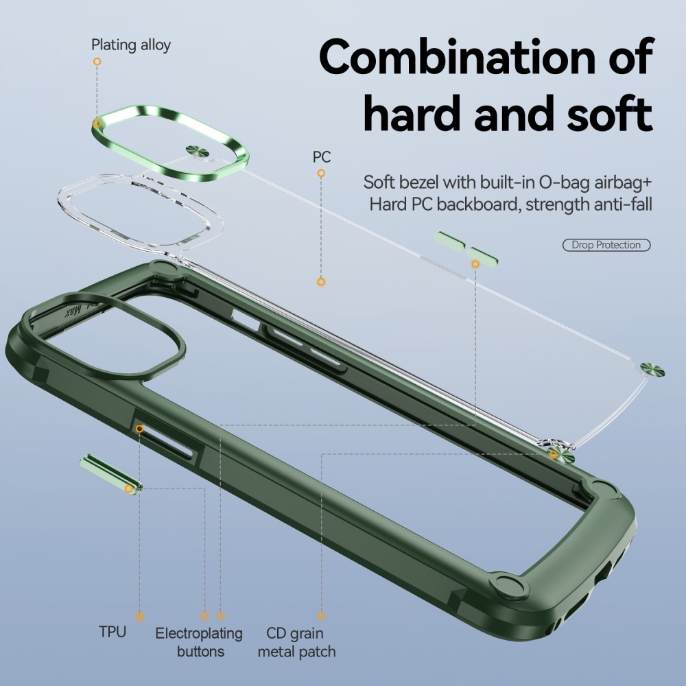  iPhone 16 Pro Max Skal Shockproof Hybrid Armor Grön