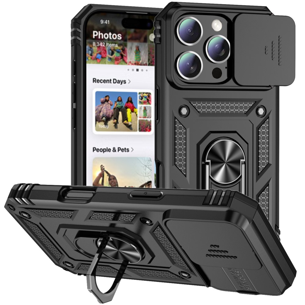  iPhone 16 Pro Skal CamShield Ring Hybrid Svart
