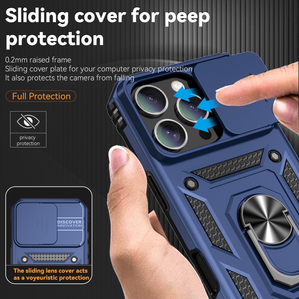  iPhone 16 Pro Skal CamShield Ring Hybrid Blå