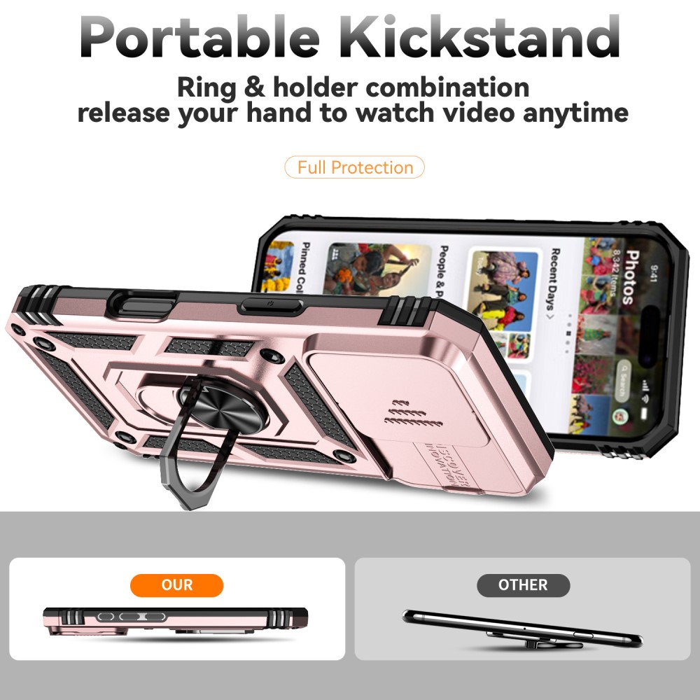  iPhone 16 Pro Skal CamShield Ring Hybrid Roséguld