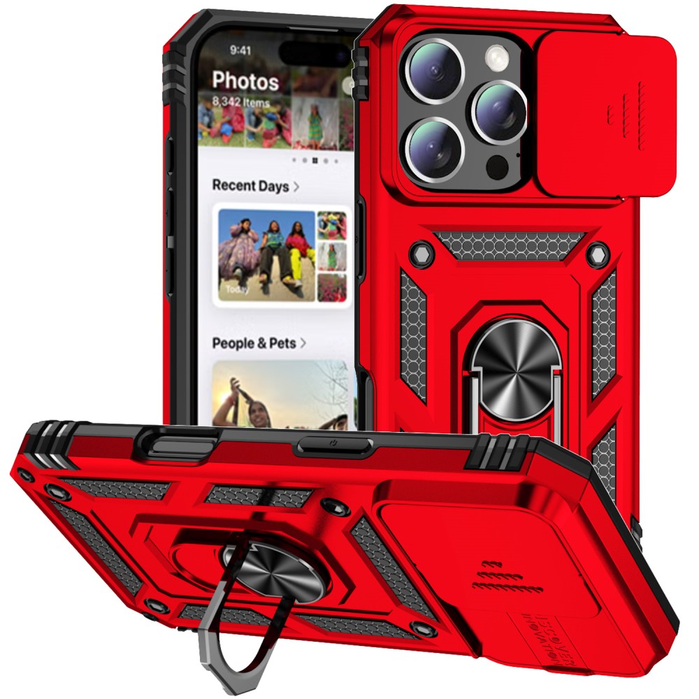  iPhone 16 Pro Max Skal CamShield Ring Hybrid Röd
