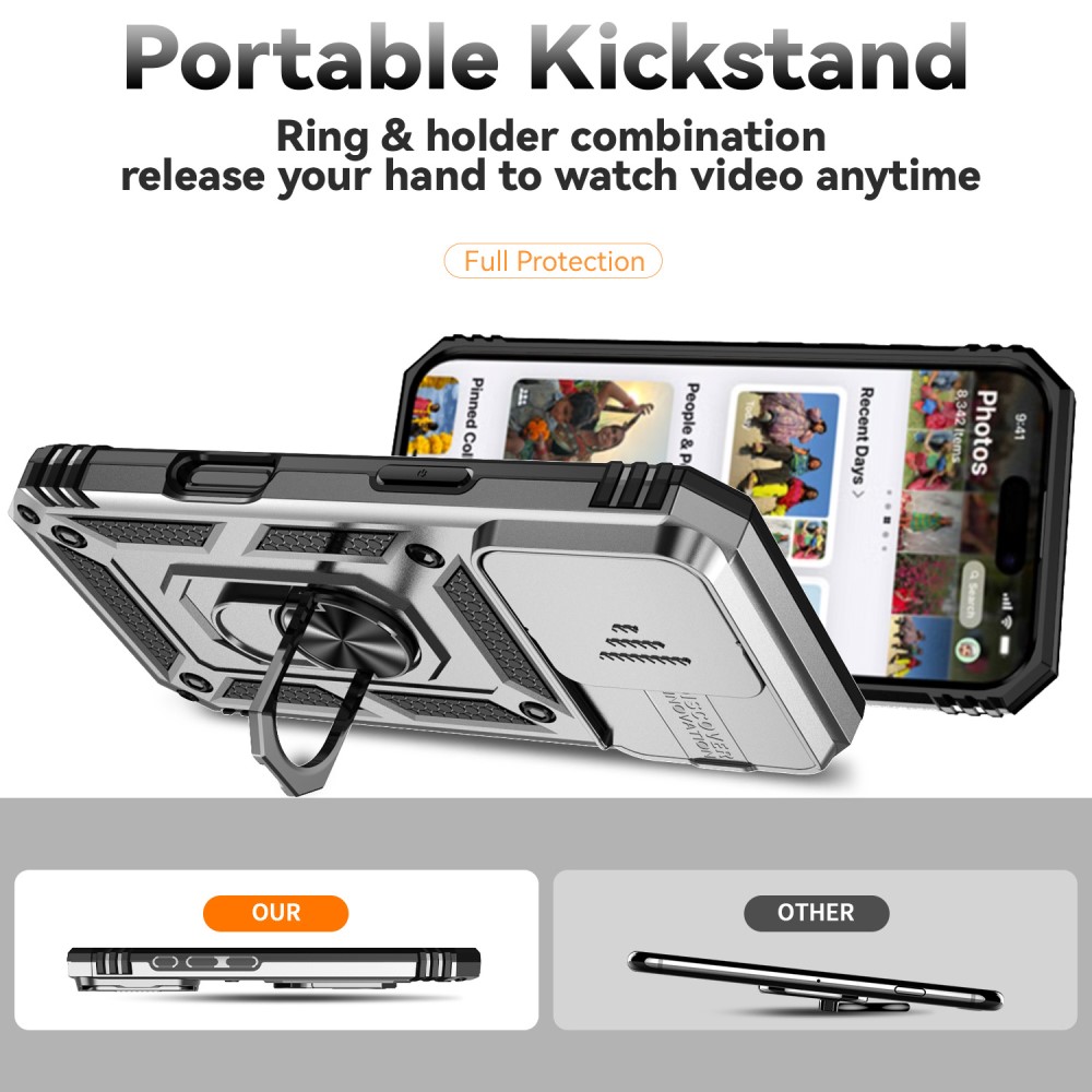  iPhone 16 Pro Max Skal CamShield Ring Hybrid Silver