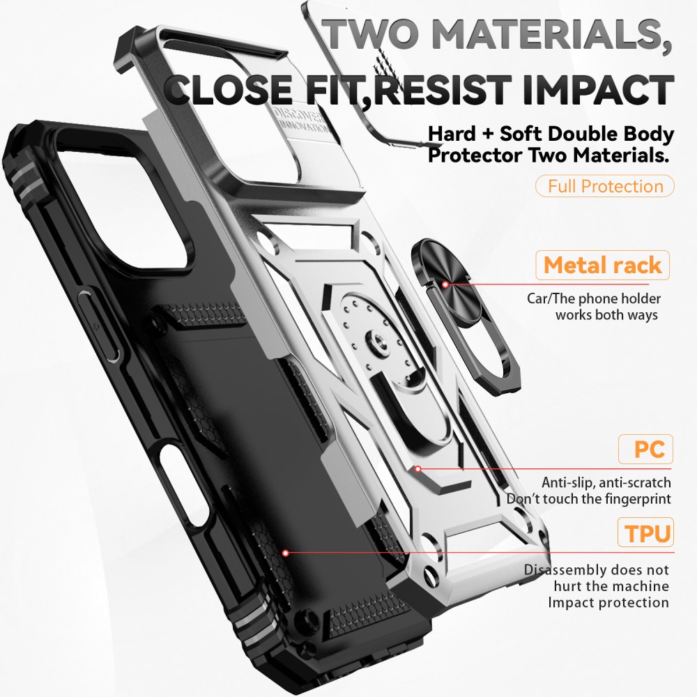  iPhone 16 Pro Max Skal CamShield Ring Hybrid Silver