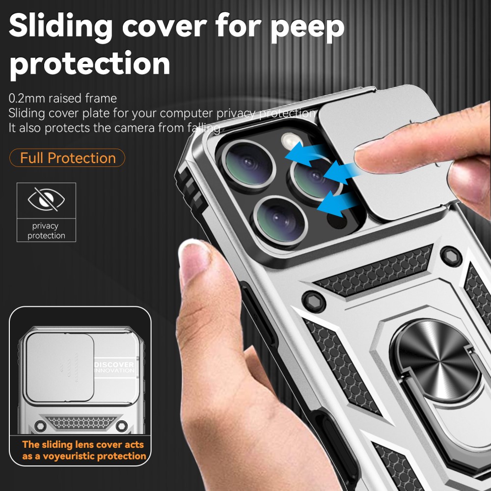  iPhone 16 Pro Max Skal CamShield Ring Hybrid Silver