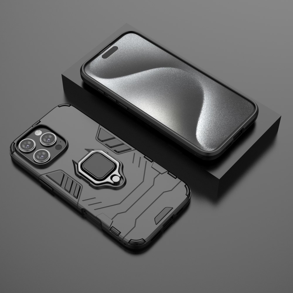  iPhone 16 Pro Max Skal Hybrid Armor Ring Svart