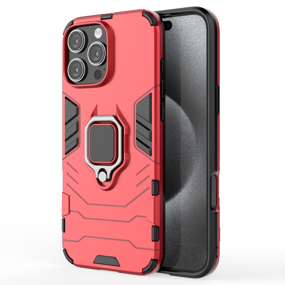  iPhone 16 Pro Max Skal Hybrid Armor Ring Röd
