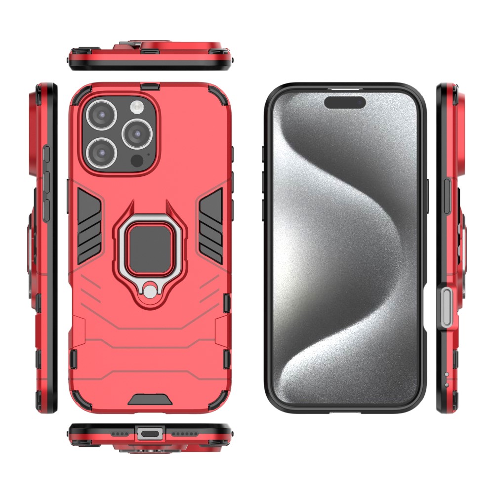  iPhone 16 Pro Max Skal Hybrid Armor Ring Röd