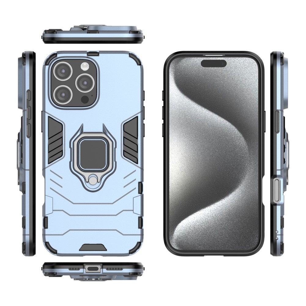  iPhone 16 Pro Max Skal Hybrid Armor Ring Blå