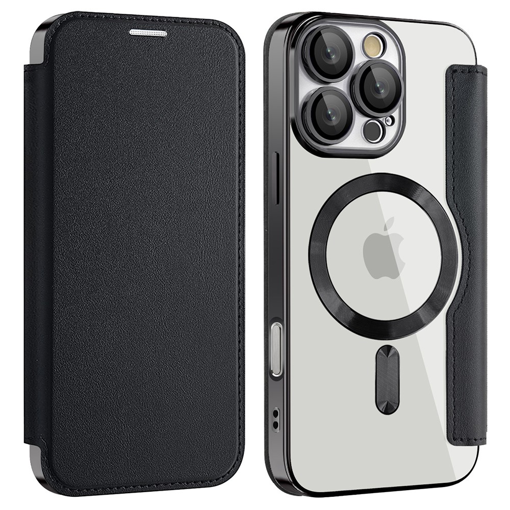  iPhone 16 Pro Max Fodral MagSafe Flip Läder RFID Svart