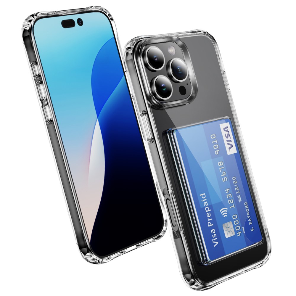  iPhone 16 Pro Skal Med Kortfack TPU Transparent