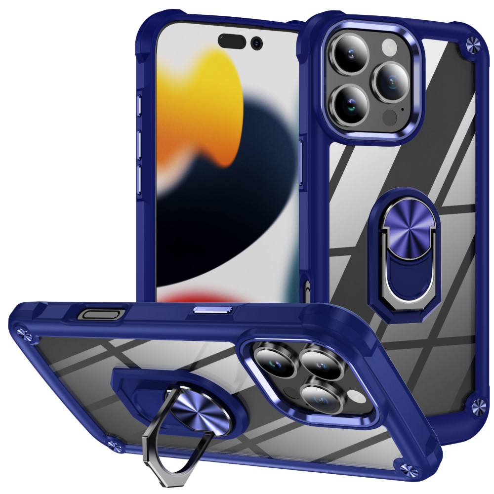 iPhone 16 Pro Max Skal Shockproof Ring Hybrid Blå