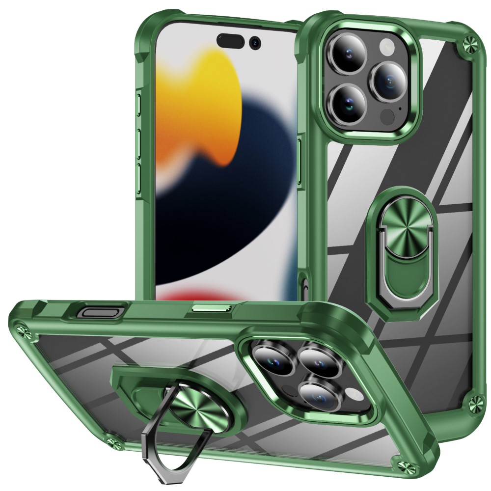  iPhone 16 Pro Max Skal Shockproof Ring Hybrid Grön